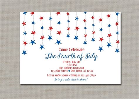 Fourth of July Party Invitation PRINTABLE DIGITAL FILE 5x7 - Etsy