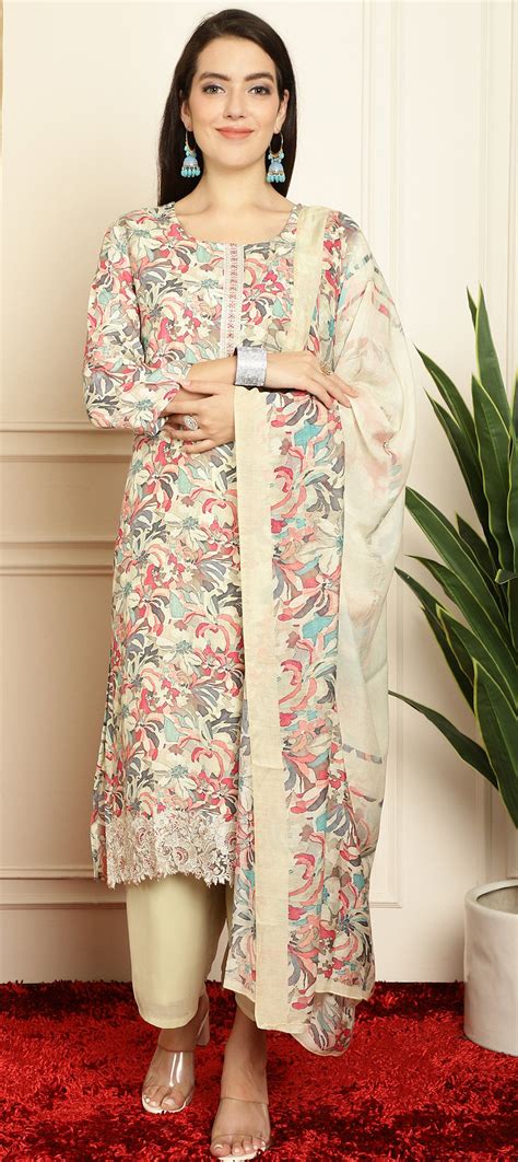 Festive Reception Multicolor Color Muslin Fabric Salwar Kameez