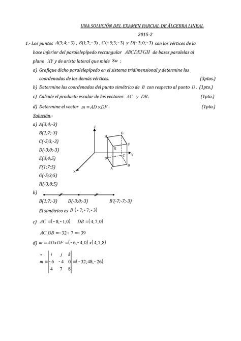 Examen 2015 Preguntas Y Respuestas Una Del Examen Parcial De Lineal