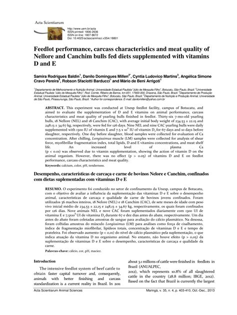 Pdf Feedlot Performance Carcass Characteristics And Meat Quality Of