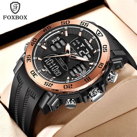 Lige Foxbox Dual Display Men Casual Watches Waterproof Multi Function