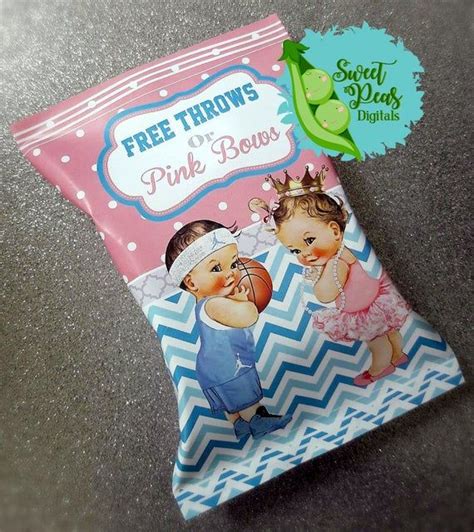 Free Throws Or Pink Bows Gender Reveal Printable Chip Bag Bow Gender