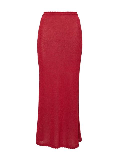 Hugs And Kisses Knit Maxi Skirt Red