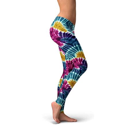 Blue Purple Tie Dye Leggings Action Curves