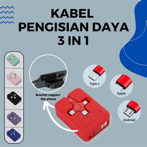 Jual Kabel Pengisian Daya 3 In 1 Charger Micro Usb Tipe C Fast Charging Dengan Bracket