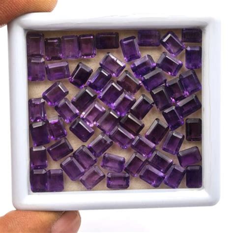 Natural African Amethyst Octagon Cut Loose Stone Lot 5 7 MM 76 CT 82