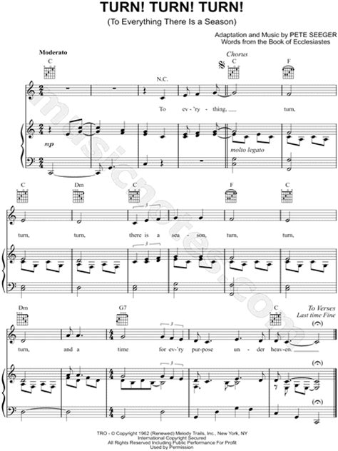Pete Seeger "Turn! Turn! Turn! (To Everything There Is a Season)" Sheet ...