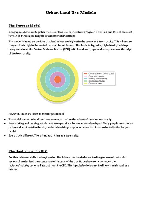 Urban Land Use Model Urban Land Use Models The Burgess Model Geographers Have Put Together