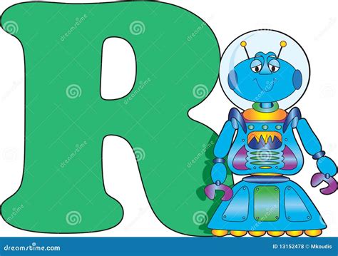 Letter R With A Robot Vector Illustration 13152478