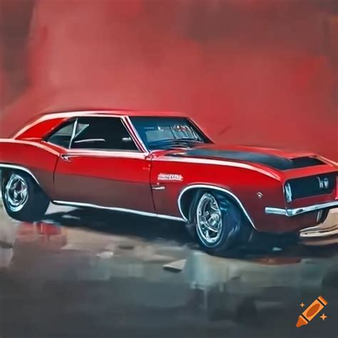 Painting Of A Red And Black Camaro Ss On Craiyon