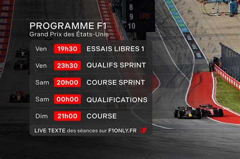 Programme et horaires du Grand Prix F1 des États Unis 2024