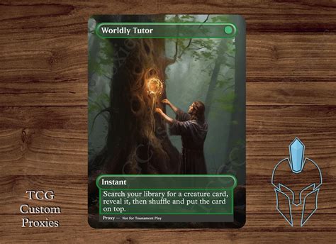 Worldly Tutor Magic Playtest Proxy Fullart Etsy