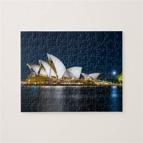 Australia S Iconic Sydney Opera House By Night Jigsaw Puzzle Zazzle