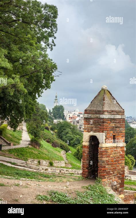 Kalemegdan Festungspark Und Ein Panorama Des Stadtzentrums Von Belgrad