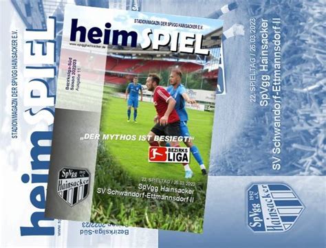 Stadionheft Spieltag Sv Schwandorf Ettmannsdorf Ii Spvgg