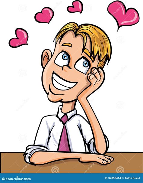 Cartoon Office Worker Dreaming Of Love Stock Illustration