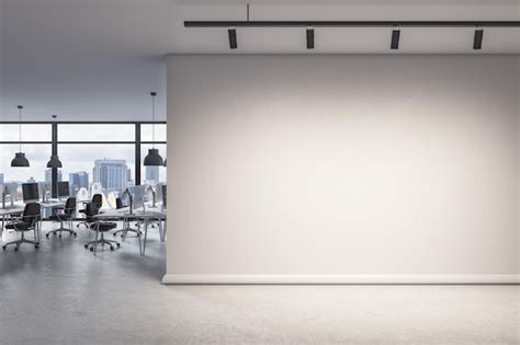 Premium Photo Blank Wall With Mock Up Place In Modern Office Interior