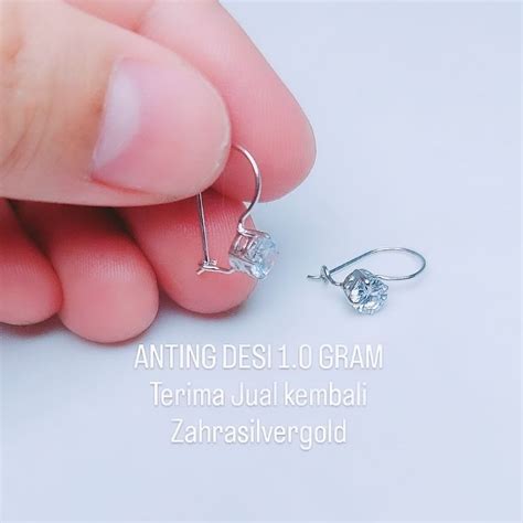 Jual Anting Desi PERAK 1 Gram Asli Silver 925 Lapis Emas Putih Terima