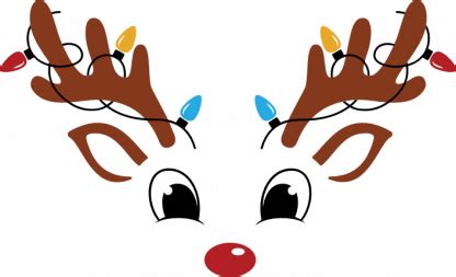 Cute Christmas Reindeer With Lights Free Svg File For Members Svg Heart