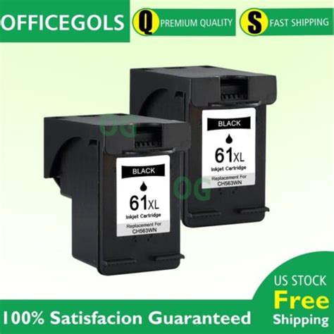 2 PK 61 XL Black Ink Cartridges For HP ENVY 4500 4501 4502 4504 5530