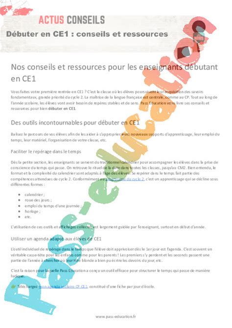 Débuter en CE1 conseils et ressources