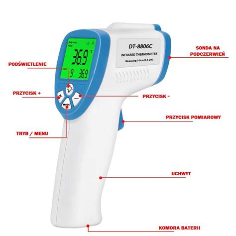 Termometr bezdotykowy medyczny na podczerwień z wyświetlaczem LCD