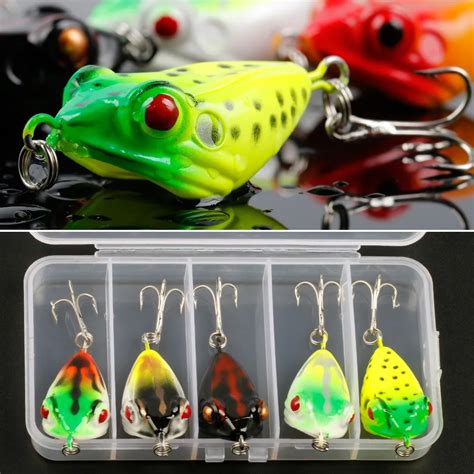 Sougayilang 5 Color Hard Fishing Frog Lures With Box Soft Fishing Lure ...