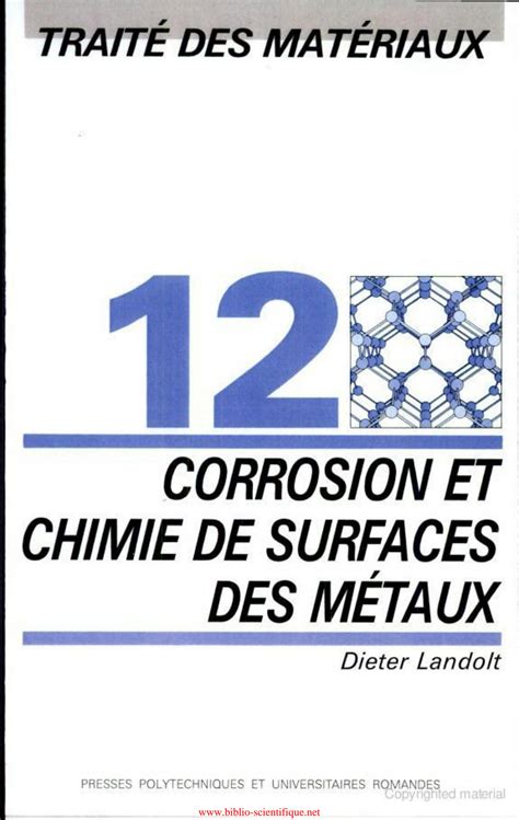 SOLUTION Trait Des Mat Riaux Volume 12 Chimie Et Corrosion De Surfaces