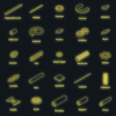 Fusilli Pasta Icons Set Vector Neon 12331787 Vector Art At Vecteezy