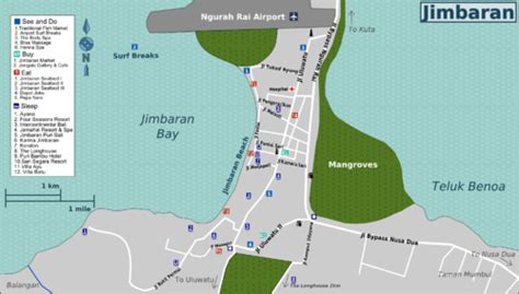 Detail Jimbaran Bay Location Map for Tourists Guide | Bali Weather ...