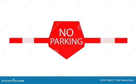 Red And White No Parking Sign With Directional Arrows Prohibiton Sign