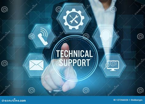 Businessman Pointing Icon Of Technical Support Customer Concept