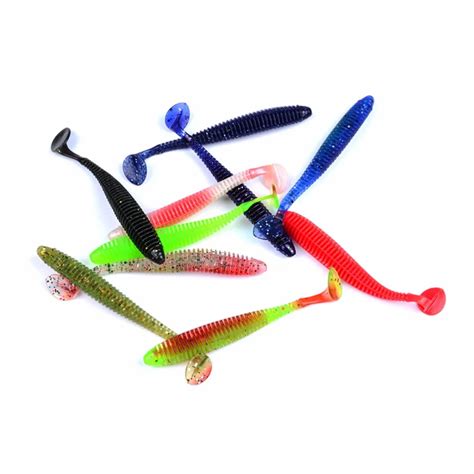 New 10pcs T Tail Soft Lure Tail Soft Grubs Maggot Plastic Fishing Lure