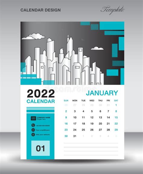 Calendar Design Template January Year Layout Vertical