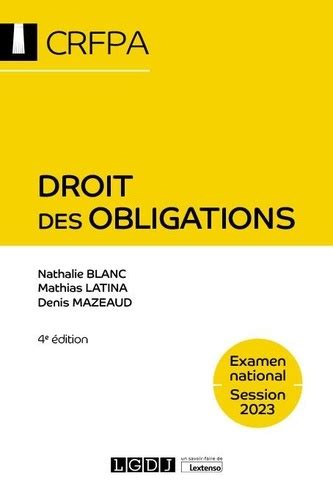 Droit Des Obligations Crfpa Examen National Edition Denis