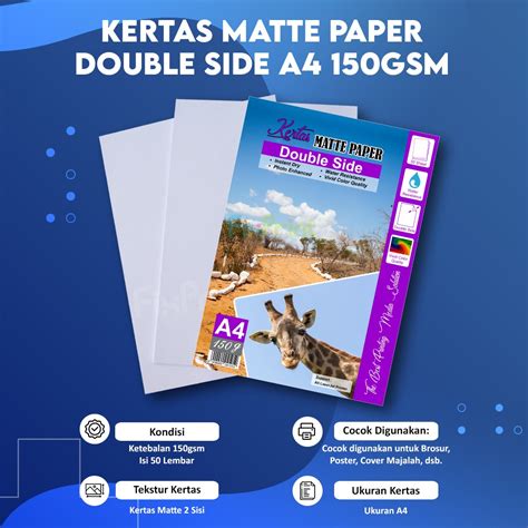 Jual Kertas Matte Printer A4 1pack 50pcs Kertas Matte Paper Double