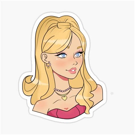 Blonde Glamour Girl Thick Outlined Sticker For Sale By VisualDepth Redbubble