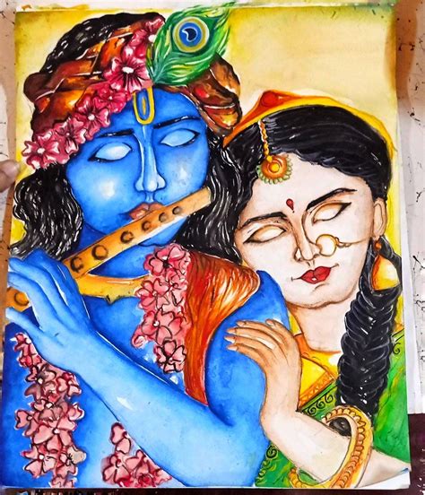 Poster Colour Painting Of Lord Radha Krishna Painting By Khushi Dutta