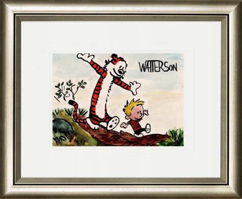 Bill Watterson Calvin And Hobbes Watercolor On Old Paper