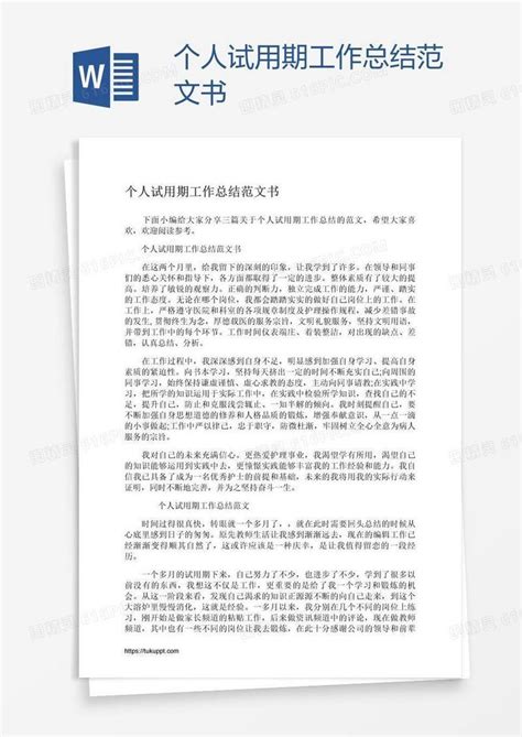 个人试用期工作总结范文书word模板免费下载编号1y6ag243v图精灵