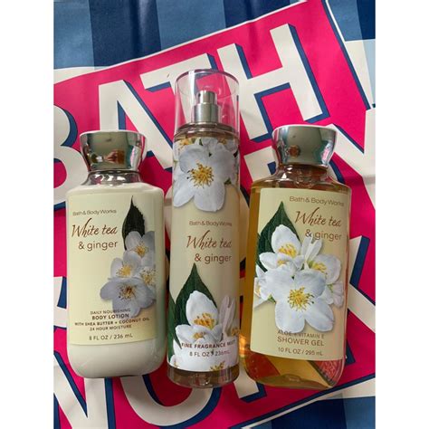 Bbw White Tea Ginger Set Mist Lotion Shower Gel Pc Set Shopee Philippines