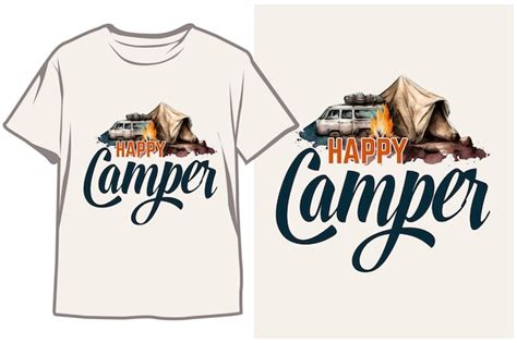 Uma Camiseta Que Diz Happy Camper Vetor Premium