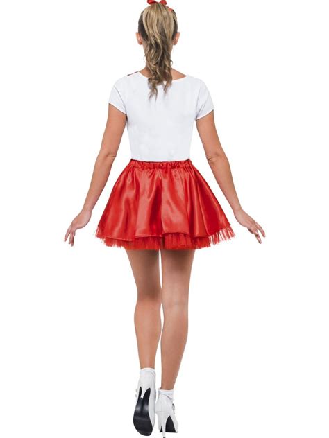 Ladies Grease Sandy Cheerleader 50s Fancy Dress Costume Adult Rock Roll