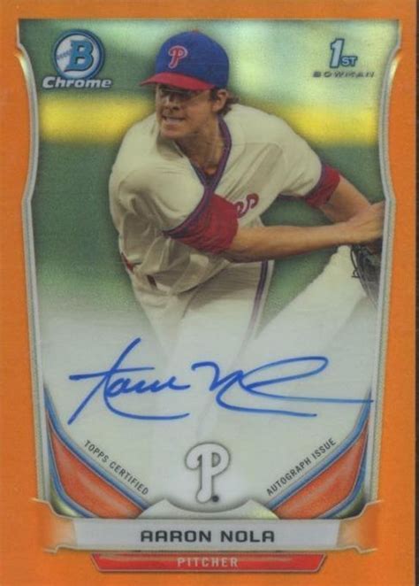 Aaron Nola 2014 Bowman Draft Chrome DP Auto Orange Refractor BCA AN