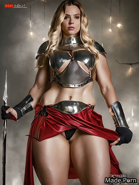 Porn Image Of Upskirt Fantasy Armor Bottomless Blonde Athlete Lift Dress Scandinavian Created By AI