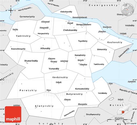 silver style simple map  chuvash republic