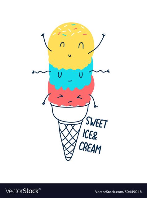 Hand drawing cute ice cream Royalty Free Vector Image