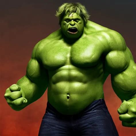 Boris Johnson As The Incredible Hulk Realistic 8 K Stable