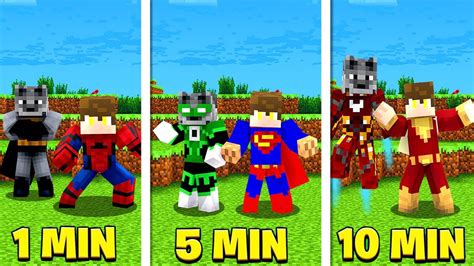 Minecraft SÓ que a cada 2 minutos VIRAMOS um SUPER HERÓI YouTube