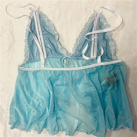 Blue Coquette Lingerie Babydoll Top With Bows Depop